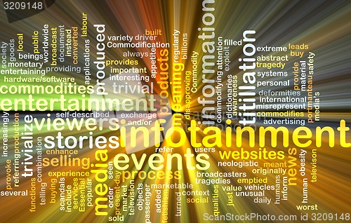 Image of infotainment wordcloud concept illustration glowing