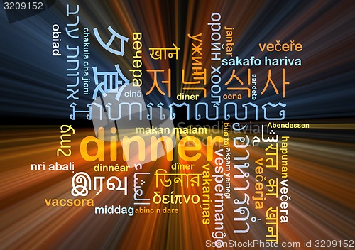 Image of dinner multilanguage wordcloud background concept