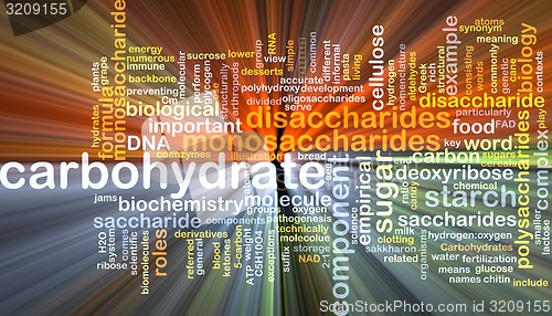 Image of carbohydrate wordcloud concept illustration glowing