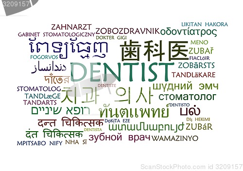 Image of dentist multilanguage wordcloud background concept