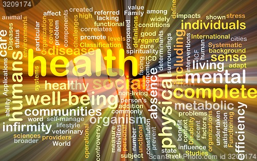 Image of Health wordcloud concept illustration glowing