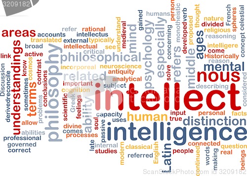 Image of Intellect background wordcloud concept illustration