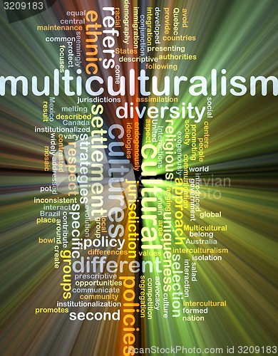 Image of Multiculturalism wordcloud concept illustration glowing