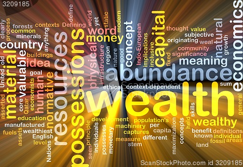 Image of Wealth wordcloud concept illustration glowing