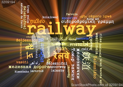 Image of Railway multilanguage wordcloud background concept glowing