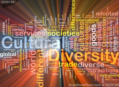 Image of cultural diversity wordcloud concept illustration glowing