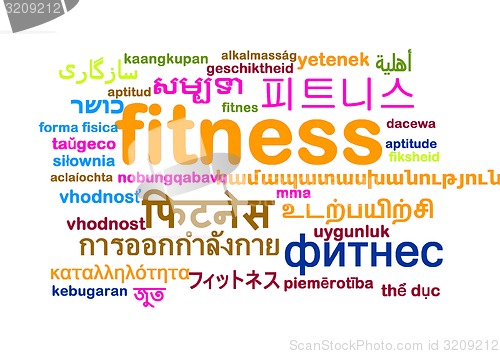 Image of Fitness multilanguage wordcloud background concept