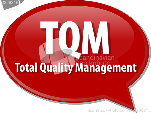 Image of TQM acronym word speech bubble illustration