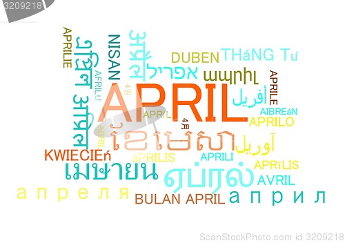 Image of april multilanguage wordcloud background concept