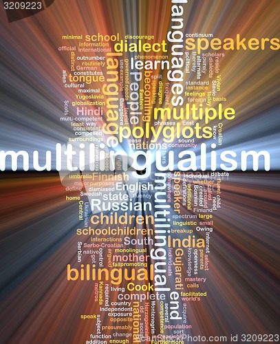 Image of multilingualism wordcloud concept illustration glowing