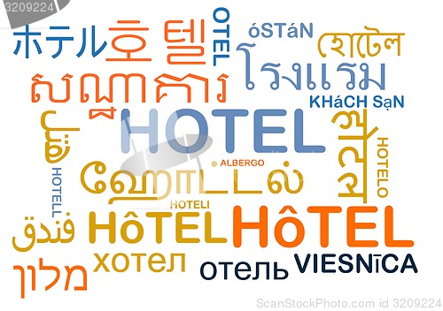 Image of Hotel multilanguage wordcloud background concept