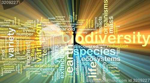 Image of biodiversity wordcloud concept illustration glowing