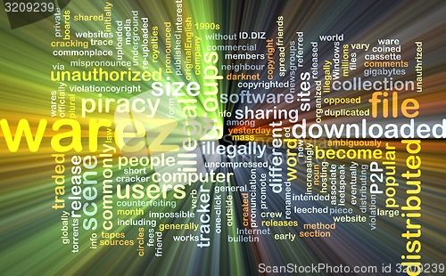 Image of warez wordcloud concept illustration glowing