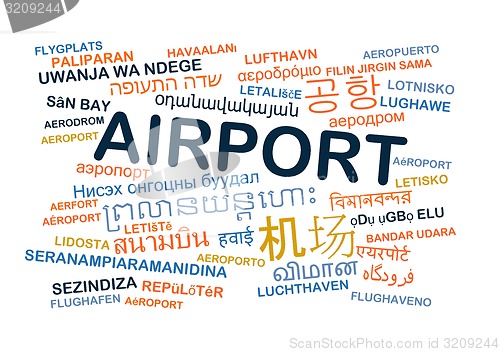 Image of Airport international multilanguage wordcloud background concept