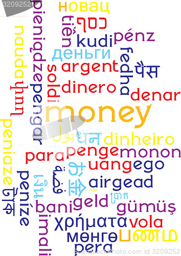 Image of Money multilanguage wordcloud background concept