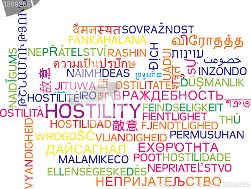 Image of Hostility multilanguage wordcloud background concept