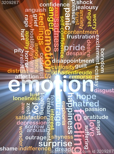 Image of Emotion wordcloud concept illustration glowing