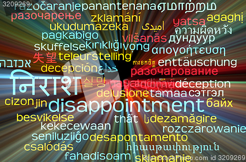 Image of Disappointment multilanguage wordcloud background concept glowin