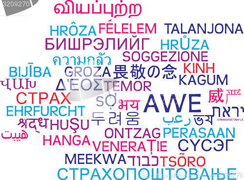 Image of Awe multilanguage wordcloud background concept