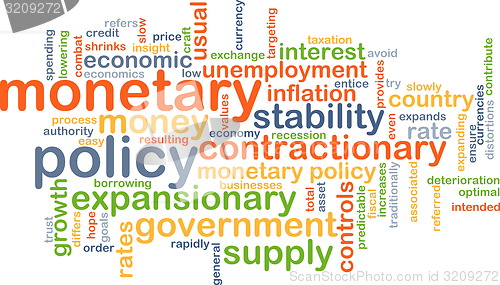 Image of Monetary policy wordcloud concept illustration