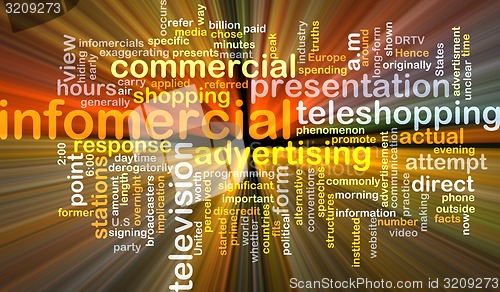 Image of infomercial wordcloud concept illustration glowing