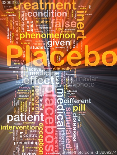 Image of Placebo background concept wordcloud glowing