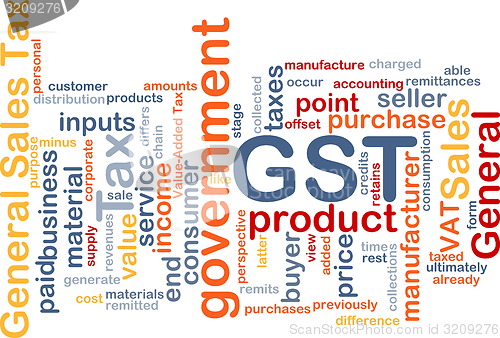 Image of GST wordcloud concept illustration