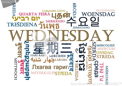 Image of Wednesday multilanguage wordcloud background concept