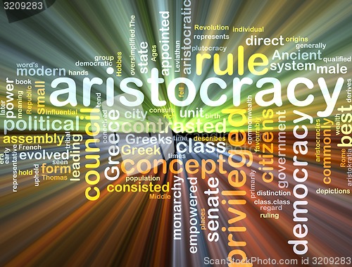 Image of aristocracy wordcloud concept illustration glowing