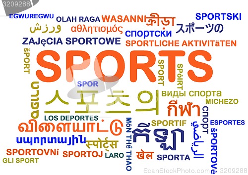 Image of Sports multilanguage wordcloud background concept