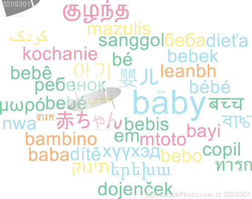 Image of Baby multilanguage wordcloud background concept