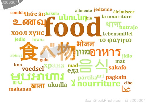 Image of Food multilanguage wordcloud background concept