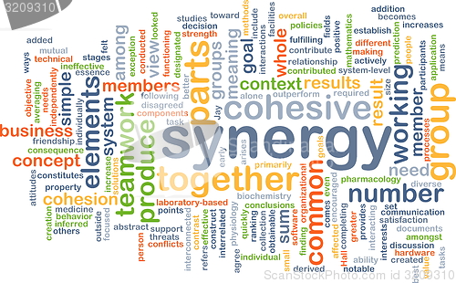 Image of Synergy wordcloud concept illustration