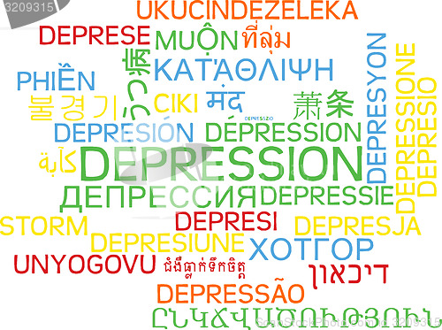 Image of Depression multilanguage wordcloud background concept