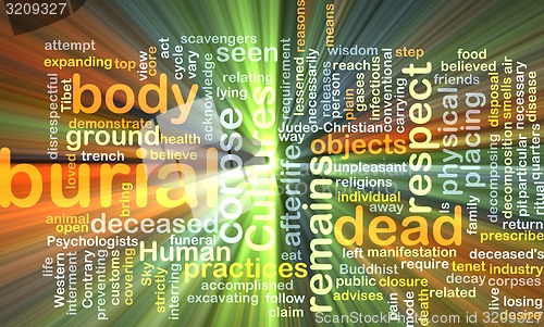 Image of Burial wordcloud concept illustration glowing
