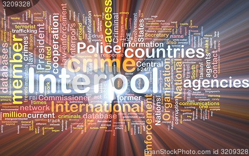 Image of Interpol background concept wordcloud glowing