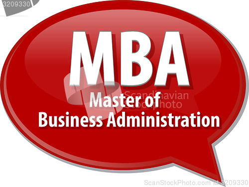 Image of MBA acronym word speech bubble illustration