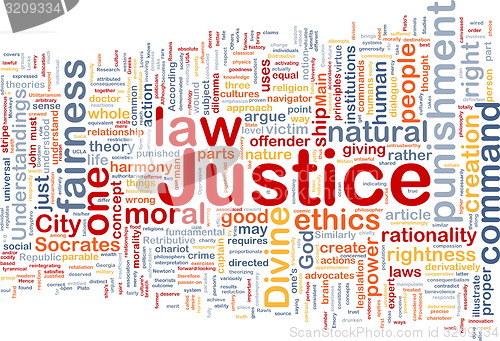 Image of Justice background concept wordcloud