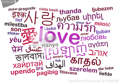 Image of love multilanguage wordcloud background concept
