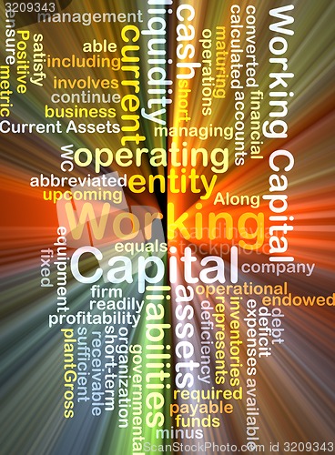 Image of working capital wordcloud concept illustration glowing