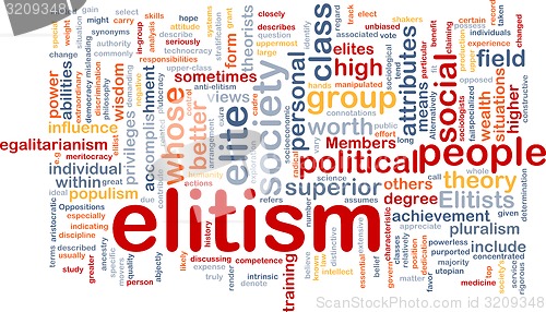 Image of Elitism background wordcloud concept illustration