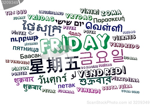 Image of Friday multilanguage wordcloud background concept