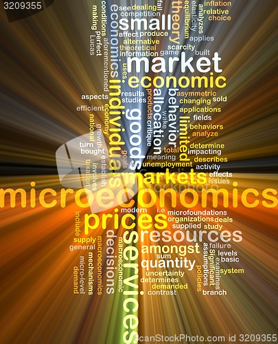 Image of microeconomics wordcloud concept illustration glowing
