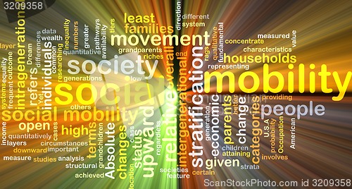 Image of Social mobility wordcloud concept illustration glowing