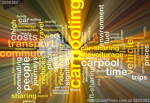 Image of carpooling wordcloud concept illustration glowing
