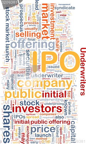 Image of Initial public offering background wordcloud concept illustratio