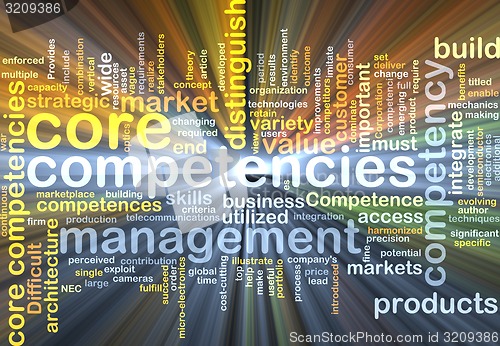 Image of core competencies wordcloud concept illustration glowing