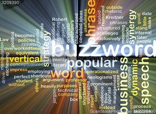 Image of Buzzword wordcloud concept illustration glowing