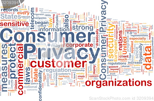Image of Consumer privacy background concept wordcloud