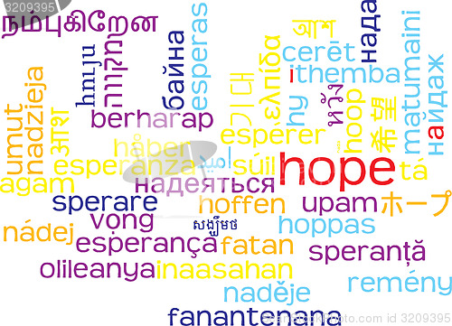 Image of Hope multilanguage wordcloud background concept